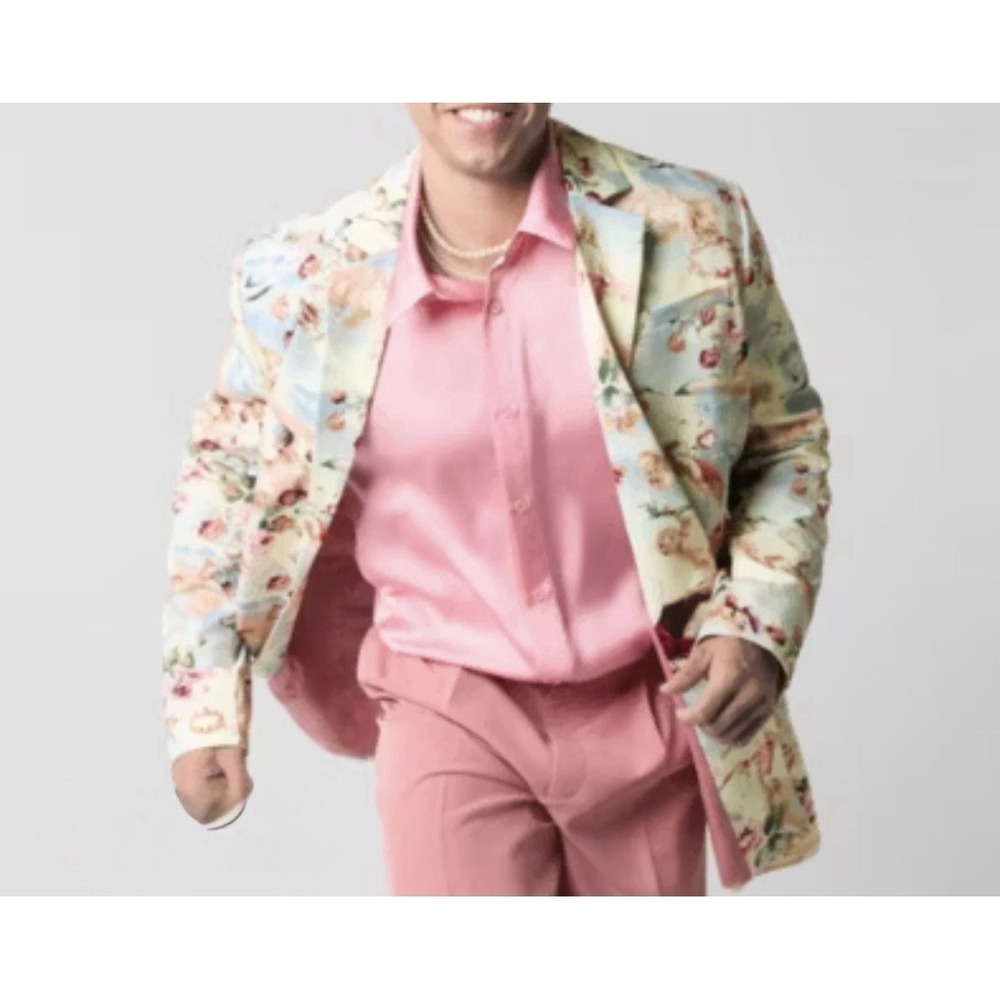 NWT Johnny Wujek Cherub Blazer Men's XL Renaissance Whimsical Art Floral UFO